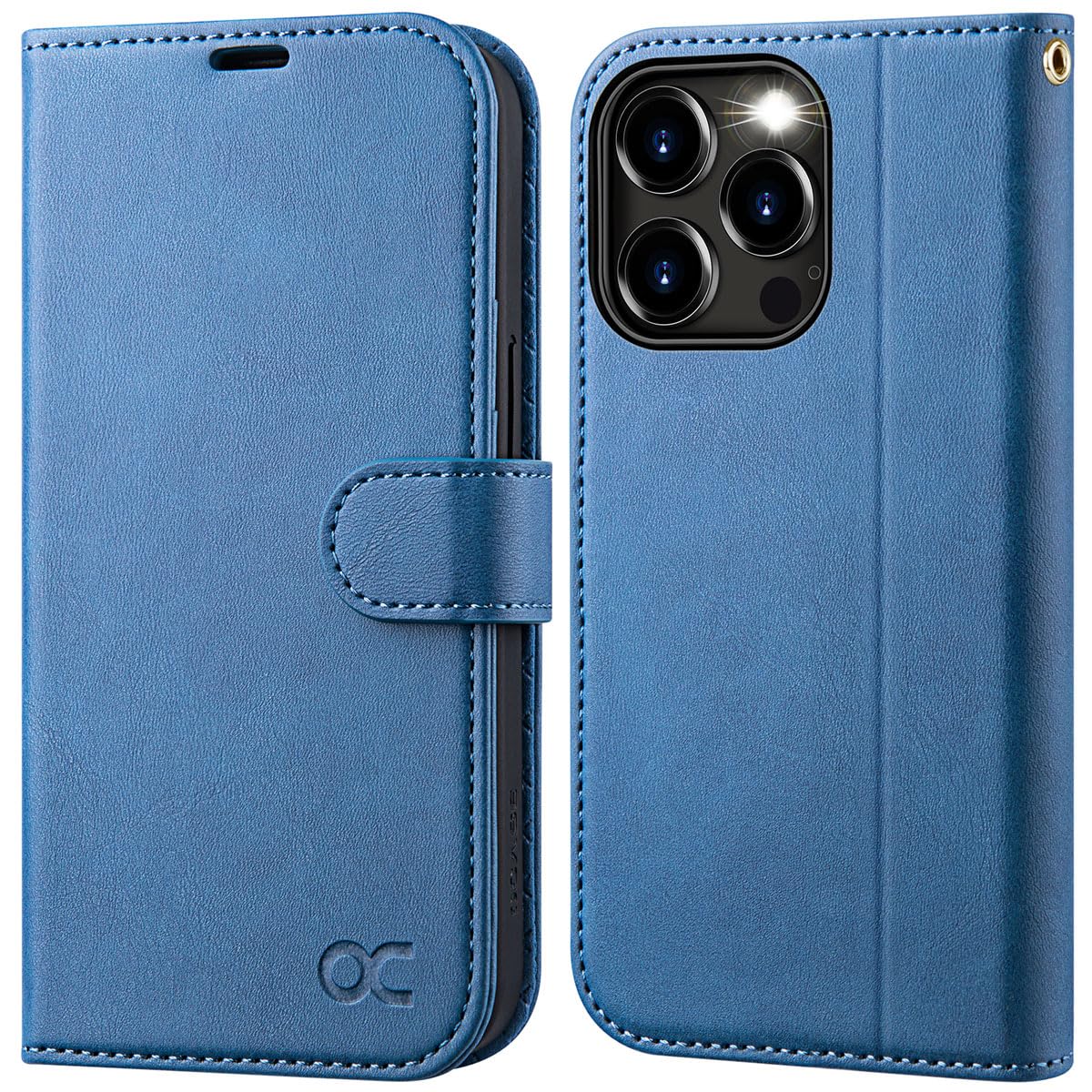 OCASE for iPhone 15 Pro Max Case, Premium PU Leather Wallet Case Flip Phone Cover with[RFID Blocking][Card Holder][Shockproof TPU][Stand Function] for the 15 Promax 6.7 Inch 2023 5G,Light Blue