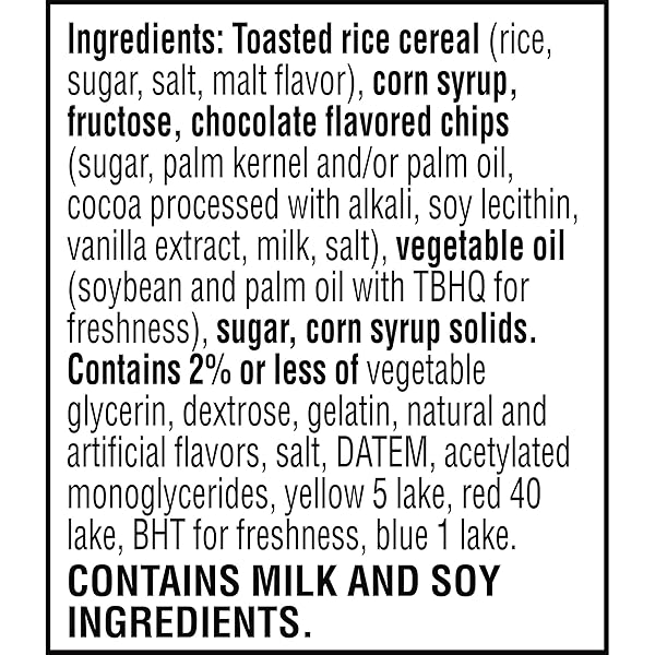 RICE KRISPIES TREATS MARSHMALLOW SNACK BARS, LUNCH SNACKS, CHOCOLATEY CHIP COOKIE DOUGH, 12.4OZ BOX (16 COUNT)