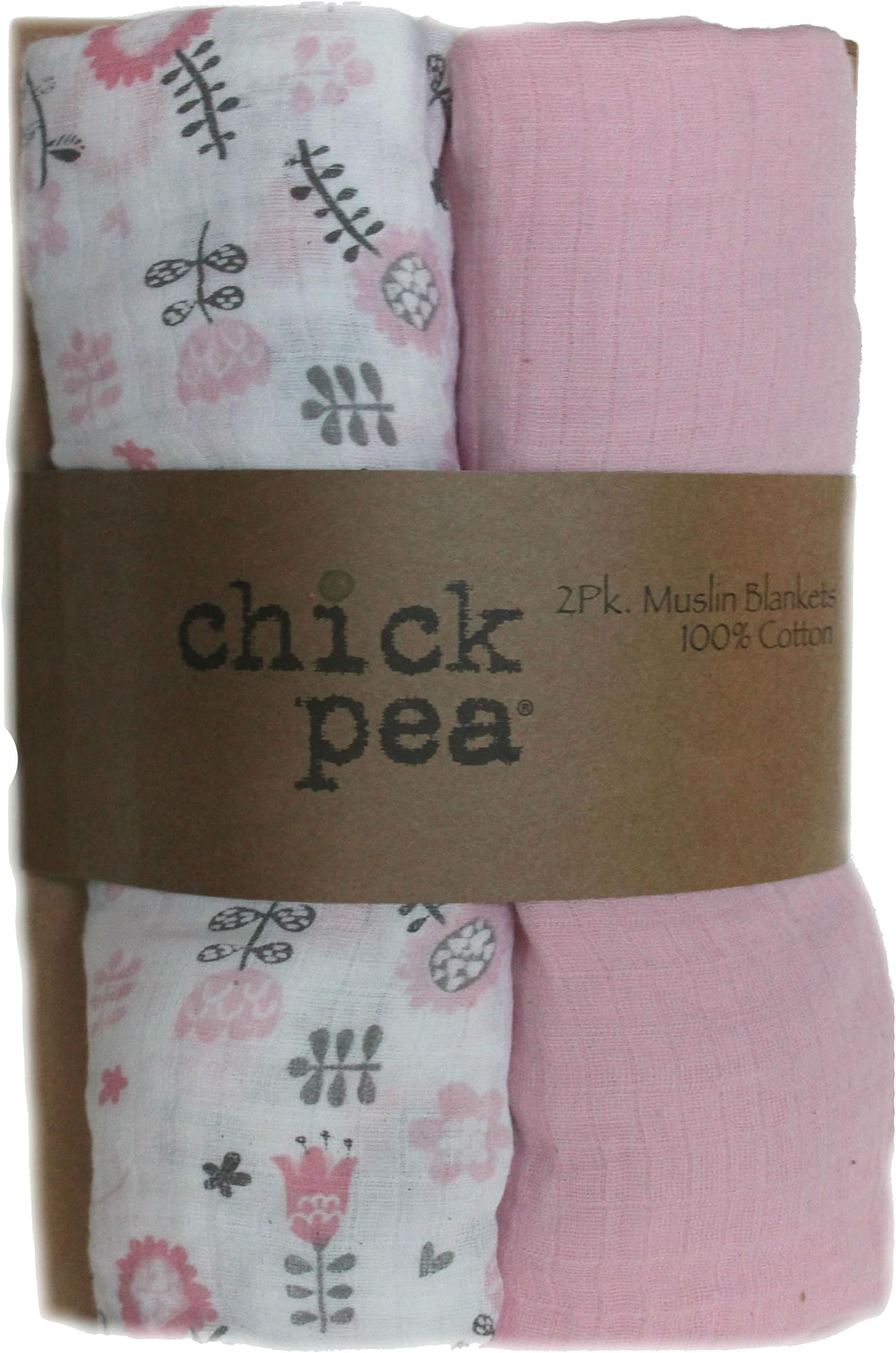 Chick Pea Muslin Swaddle Blankets - Set of 2 Pink Garden
