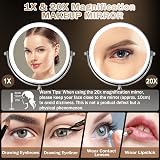 Amelar 8In Wall Mounted Makeup Mirror 20X Magnification LED 3 Color Lights view 3