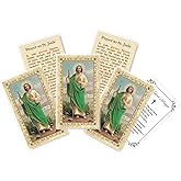 Trendzeen Saint Jude Prayer Card - with The Lord's Prayer - 5 Gold Stamped St Jude Card for Daily Devotion - Patron Saint of Hope and Impossible Causes Theme Set - 6 Items