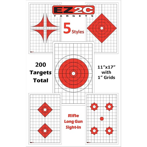 Amazon.com : EZ2C Complete Rifle or Pistol Shooting Pack | High Visibility  | for Long Range Precision Shooting | Long-Range Rifle Paper Targets |  Improve Accuracy and Precision (200 Pack - 5