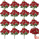 Zeyune 16 Bunches 12 Inch Artificial Mini Rose Bouquet 160 Heads Bridal Flower Bouquets Fake Silk Rose Bulk for Valentine's Day Wedding Bridal Shower Home Office Garden(Red)