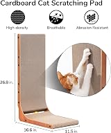 FUKUMARU Cat Scratcher 68cm L-Shaped Cardboard Wall Scratcher Walnut view 3