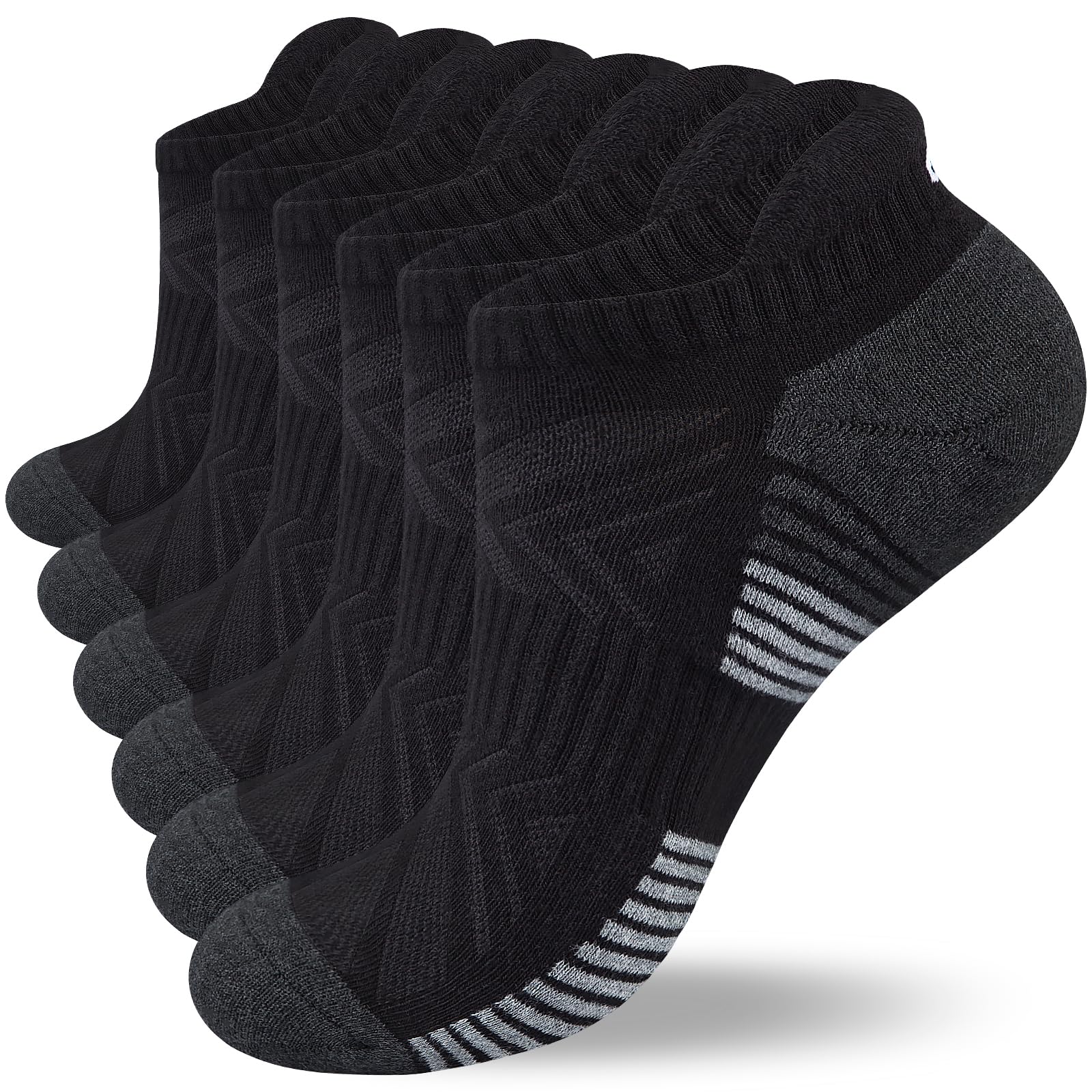 Lapulas Ankle Socks Thick Cushioned Trainer Mens Sports Cotton Running Women Low Cut Breathable Athletic Sock (6 Pairs)