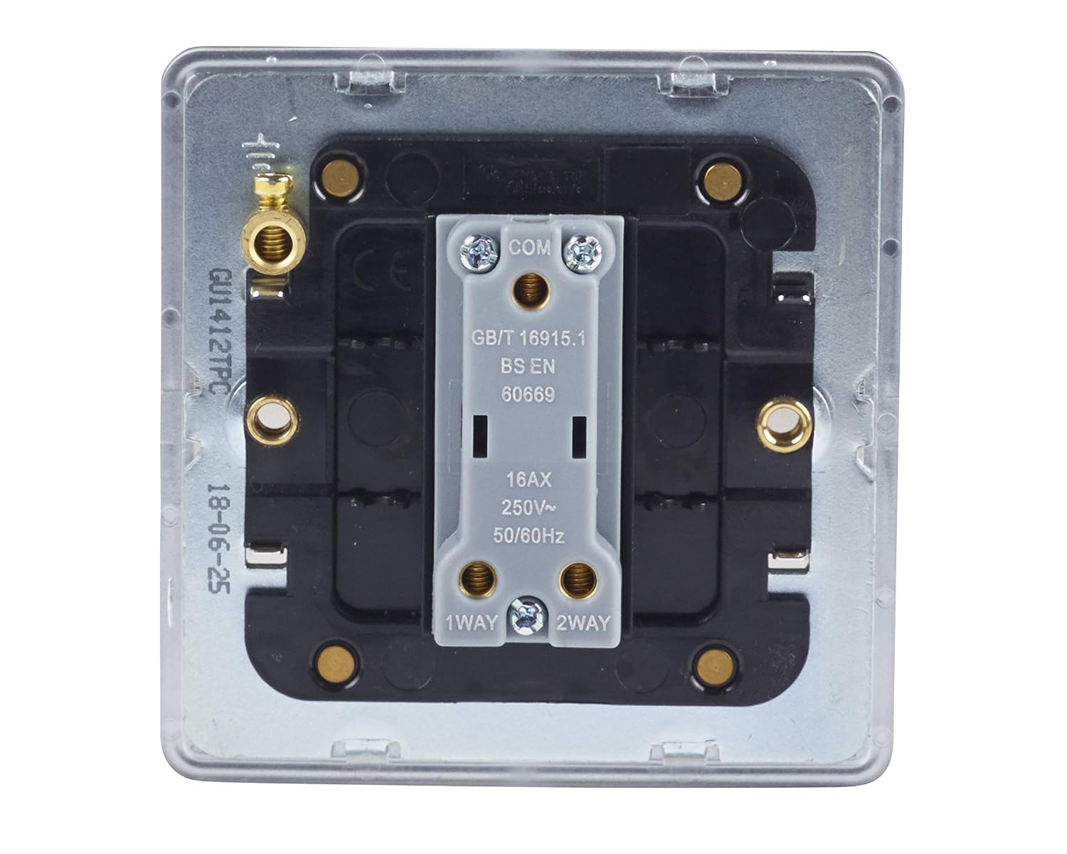 Schneider Electric Ultimate Screwless Flat Plate - Single Toggle 2 Way Light Switch, 16AX, GU1412TPC, Polished Chrome - Image 5
