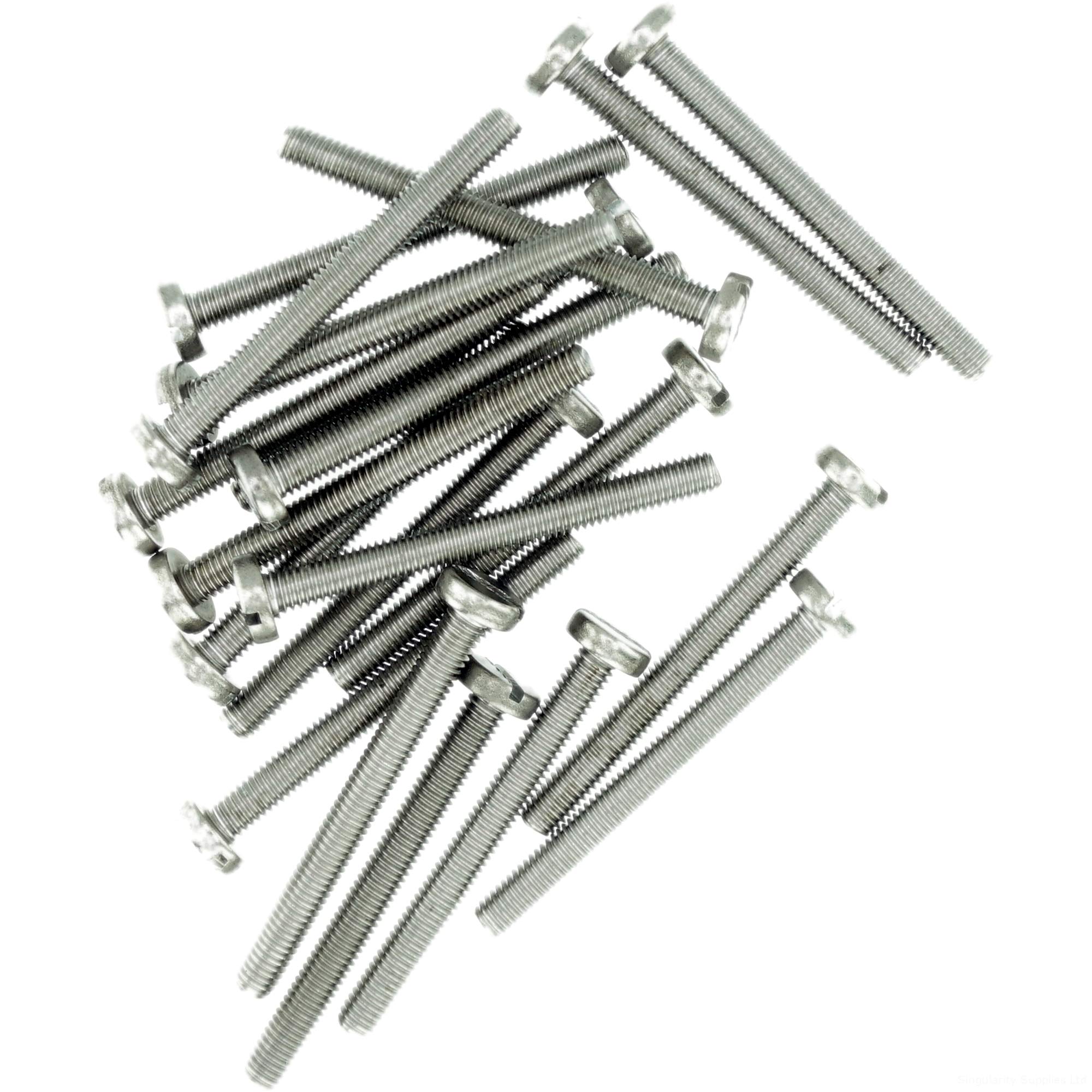 M2.5 (2.5mm x 14mm) Slot Pan Machine Screw (Bolt) - Stainless Steel (A2) (Pack of 20)