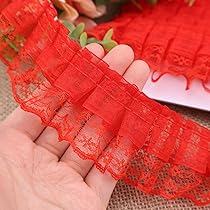 【Anyone more】Rachel Lace Pintuck Ribbon Layered One Piece Amazon.com: Red Lace Ruffle Trim for Crafts 1-5/8
