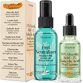 Livaclean 70% Glycolic Acid Peel Serum + Neutralizer Kit &ndash; Professional At-Home Chemical Peel for Face &ndash; With Salicylic, Lactic &amp; Hyaluronic Acids &ndash; Smooths Skin Texture &amp; Refines Pores &ndash; 2 Piece Set