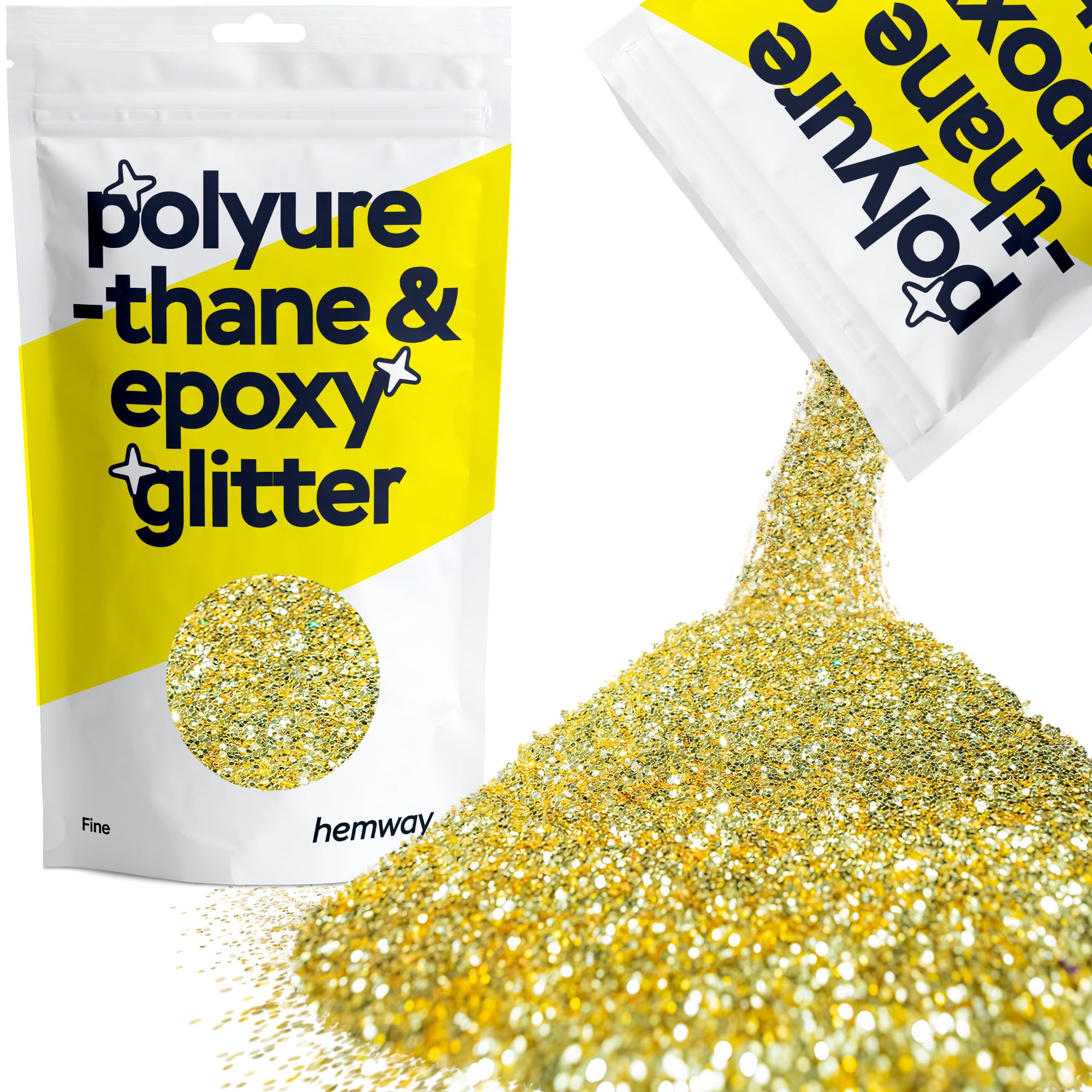 Hemway Resin Glitter Sand Gold 100g Fine | Polyurethane & Epoxy Glitter for Resin Crafts, Tumblers, Coasters, Floor & Table Art