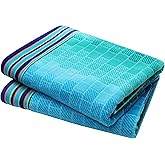 COTTON CRAFT Oversized Beach Towel - 2 Pack 35 x 70 Big & Huge Towel Set - 100% Cotton - Pool Picnic Bath Towel - Plush Terry Jacquard Velour 450 GSM Thick Super Soft Absorbent Luxury - Blue Tiles