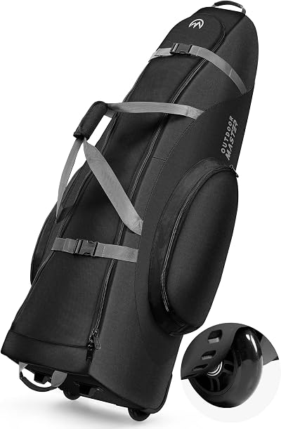 OutdoorMaster Padded Golf Travel Bag with Reinforced Wheels 900D