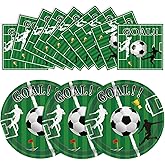 EVYIENEN 50 Pcs Soccer Plates and Napkins Party Supplies, Soccer Birthday Party Decorations Tableware Set for Sports Theme Birthday Partys Table Decor-Serves 25