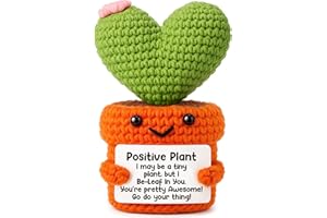 AVBODA Positive Crochet Cactus Inspirational Gifts for Women Handmade Crochet Heart Cactus Encouragement Emotional Cheer Up Support Crochet Gift for Friend Coworkers Birthday White Elephant Christmas