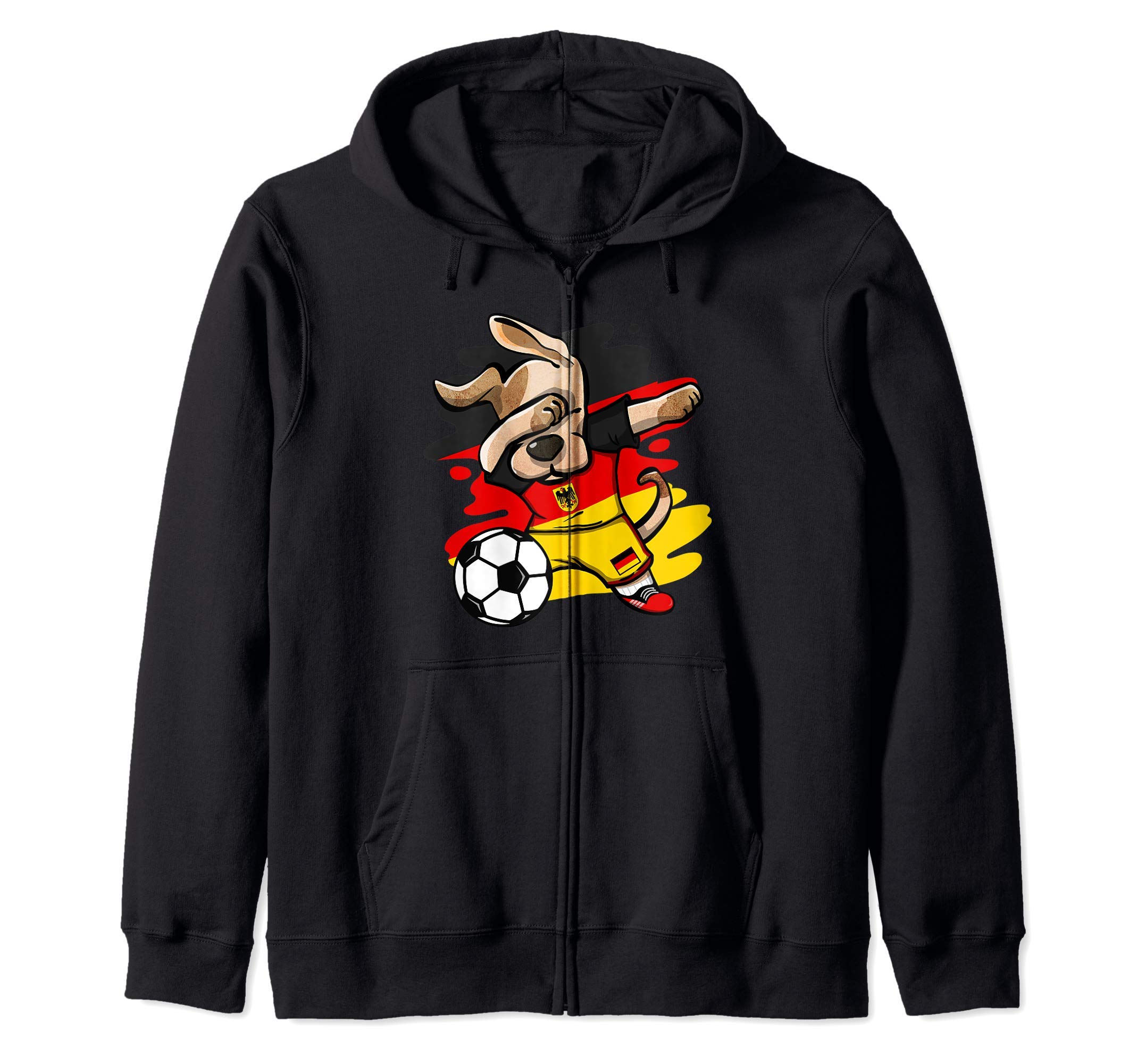 Dabbing Dog Germany Soccer Fans Jersey German Flag Football Zip Hoodie