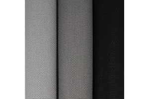 KCS 3 pc of 15" x 18"(38cmx45cm) Counted Cross Stitch Cotton Aida Cloth Needlework Rolled Fabric Box,18CT,Medium Grey+Dark Grey+Black