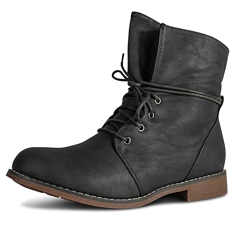 Damen Stiefeletten Boots Schnürboots Stiefel ST853 leicht gefüttert