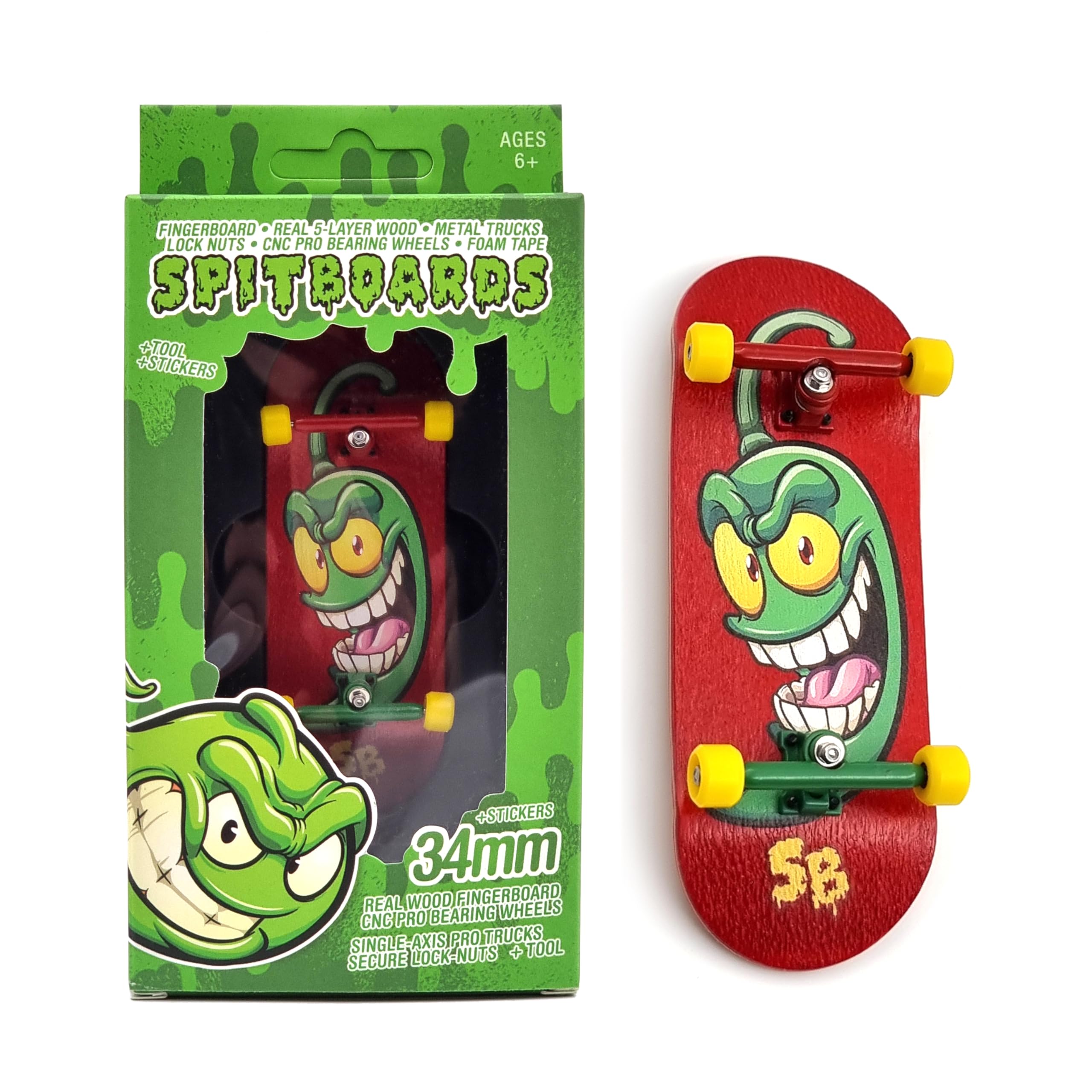 SPITBOARDS Pro 34mm x 96mm Keycaps Set (Complete) | Real Wood Deck | Professional Trucks & Bushings | PU Wheels with Bearings | Green