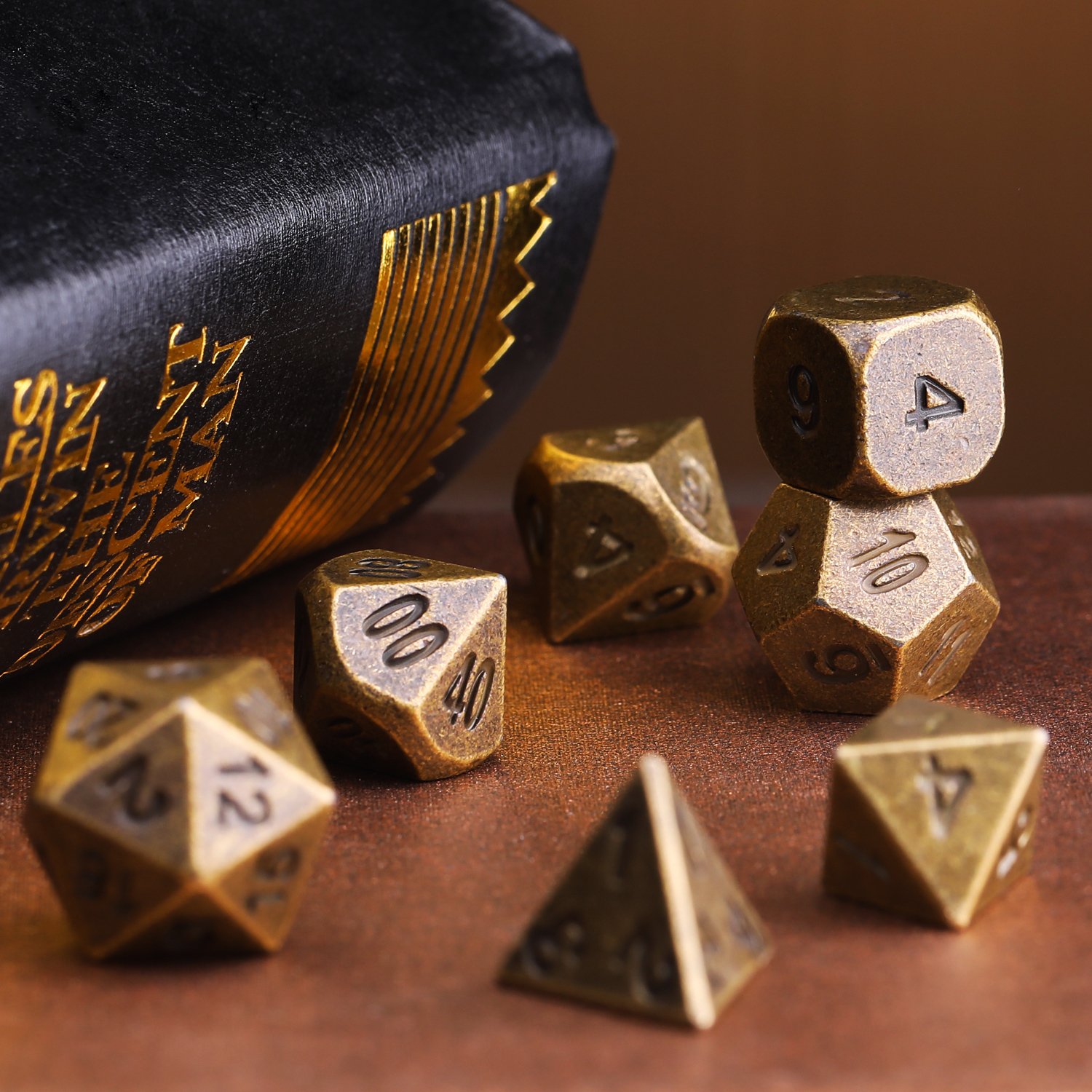 d6 and d4 Frienda Zinc Alloy Metal Polyhedral 7Die Dice Set for