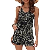 MISFAY Womens Summer Loose V Neck Spaghetti Strap Short Jumpsuit Rompers 2026