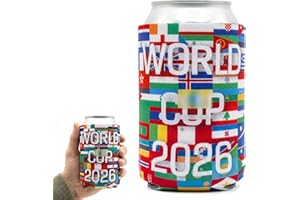 2026 World Soccer Cup Can Cooler,Country Flags Design Beer Sleeve Soccer Football Merchandise for Fans Gifts & Party Decorati