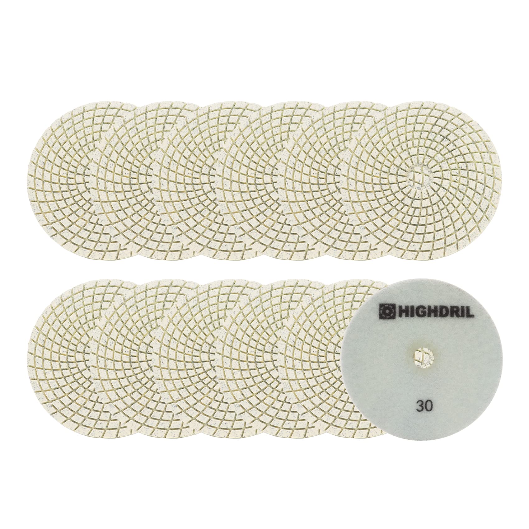 Wet Diamond Polishing Pads,HIGHDRIL 12pcs 125MM #30,for Granite Marble Sanding used on Grinder or Polisher