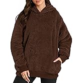 MANGOPOP Fleece Pullover for Women Oversized Sherpa Hoodie Cute Fuzzy Sweatshirt with Pockets Windproof Winter Outfits 2025