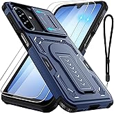 Iokmax for Samsung Galaxy A16/ A17/ A26 Case with 2 Pack Screen Protector, Slide Camera Lens Cover, Kickstand & Lanyard Strap, Dual Layer Shockproof Non-Slip Matte Case, Blue