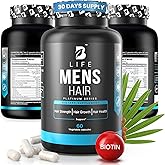 Men’s Hair Growth Supplement – Biotin & Collagen Hair Vitamins for Men – Thicker, Fuller Hair, Nail & Scalp Support – Hair Loss Supplement with Zinc, Selenium & Vitamins A C D E – 60 Capsules