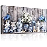 Lapremoly Floral Kitchen Canvas Wall Art Vintage Farmhouse Pictures Wall Decor Modern Abstract Flower in Vase Pictures for Living Room Bedroom Office Artwork Nature Themed Rustic Still Life Decoration