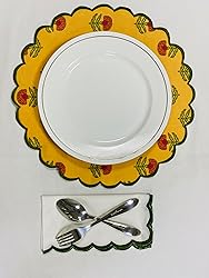 Ridhi Pestal Orange Bo-ho Round Place Mat Double