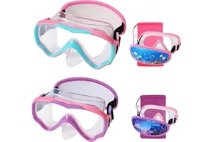 RUIGAO Swim Goggles Kids 6-14, Diving Mask No Tangle Strap，Water Goggles Nose Cover for JR / Youth