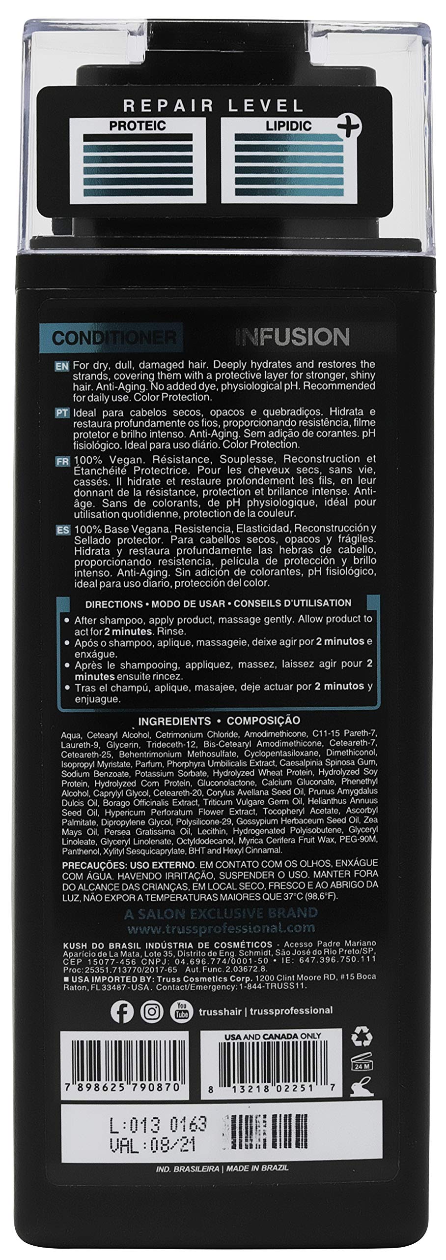 TRUSS Infusion Hair Conditioner - Restorative, Detangling Conditioner for Dry Hair - Softens, Hydrates and Delivers Strong Split End Repair - 100% Vegan Formula + Color-Safe (300 ml)