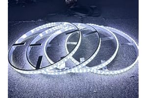 JHB Switch/Remote Ctrl 4PCS 17.5" Pure White Strobe Rim Lights LED Illuminated Wheel Ring Light Kit 336Leds Breathe/Flashing IP68 Waterproof Tire Light for Car Truck Offroad