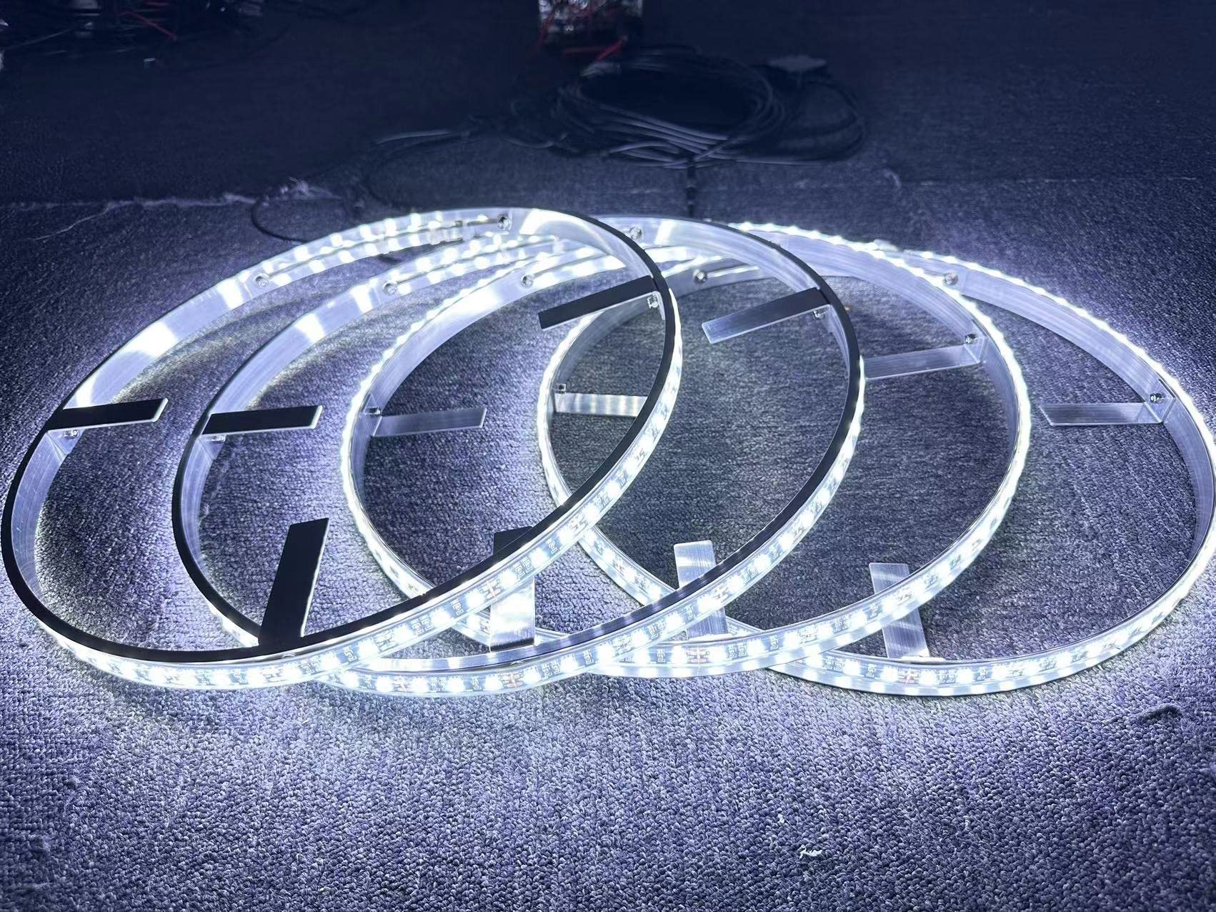 Photo 1 of Switch/Remote Ctrl 4PCS 17.5" Pure White Strobe Rim Lights LED Illuminated Wheel Ring Light Kit 336Leds Breathe/Flashing IP68 Waterproof Tire Light for Car Truck Offroad