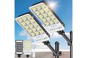 VIPZON 2000W Solar Street Lights Outdoor - 2 Pack Solar Lights Outdoor Waterproof, 6500K Solar Parking Lot Lights Commercial Dusk to Dawn, Street Lights Solar Powered Motion Sensor for Street, Outside, Yard