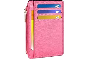 Tipmile Credit Card Holder for Women Slim Minimalist Front Pocket RFID Blocking Wallet Small Compact Card Case with ID Window, Vibrant Pink