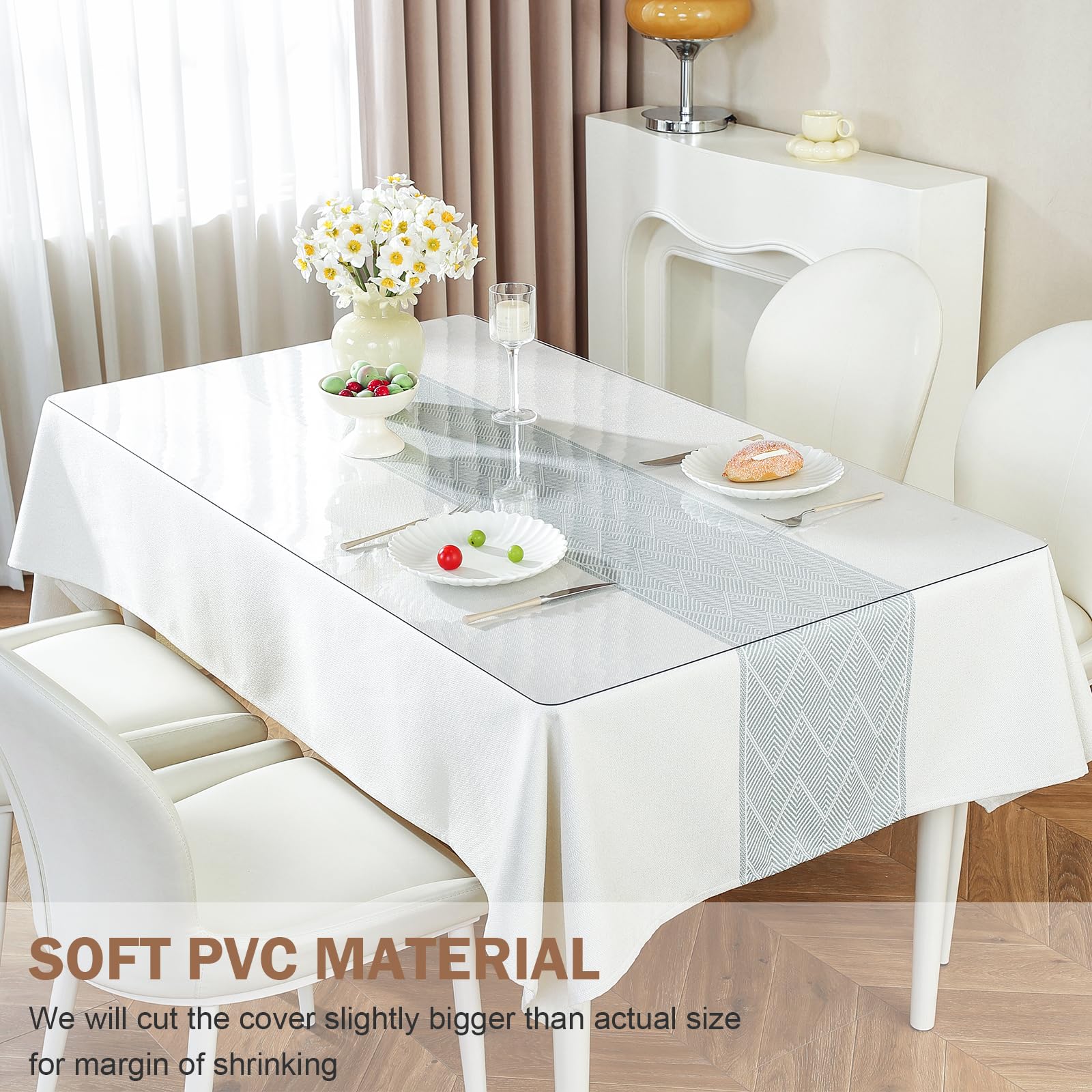 Banquet Table Protector 28 X 96 Inch Clear Table Cover Protector 1.5mm Thick Crystal PVC Plastic Desk Protector Clear Desk Mat Waterproof Table Pad For Craft Table Or Council Board Kitchen Countertop - View #7