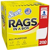 Scott Rags In A Box (57036), All-Purpose Towels, Large 9"x12" Towel (1 Box of 200 Sheets Total)