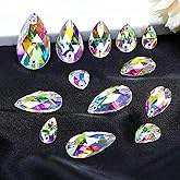 JINJIAO Rhinestones for Crafting,84PCS Crystal AB Flatback Sew On Rhinestones 7MM-28MM Mix Size Crystals Gems for Clothes Dress Bag Jewelry Shoes