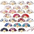 24 Pieces Floral Folding Hand Fans for Women Foldable Vintage Fan with Different Flower Patterns Chinese Fan with Bamboo Rib Hand Held Fans for Adults Wedding Party Favors Gifts (Lovely Style)