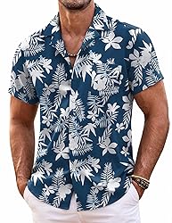 COOFANDY Mens Hawaiian Shirt Short Sleeve Floral