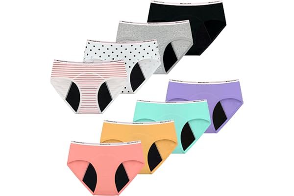 Mesachy Teens Girls Period Underwear Kids Period Panties Menstrual Leakproof Protective Underwear for Teens Cotton Briefs