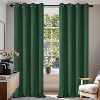 Deconovo Super Soft Blackout Curtains Forest Green 2 Panels Eyelet 140x200