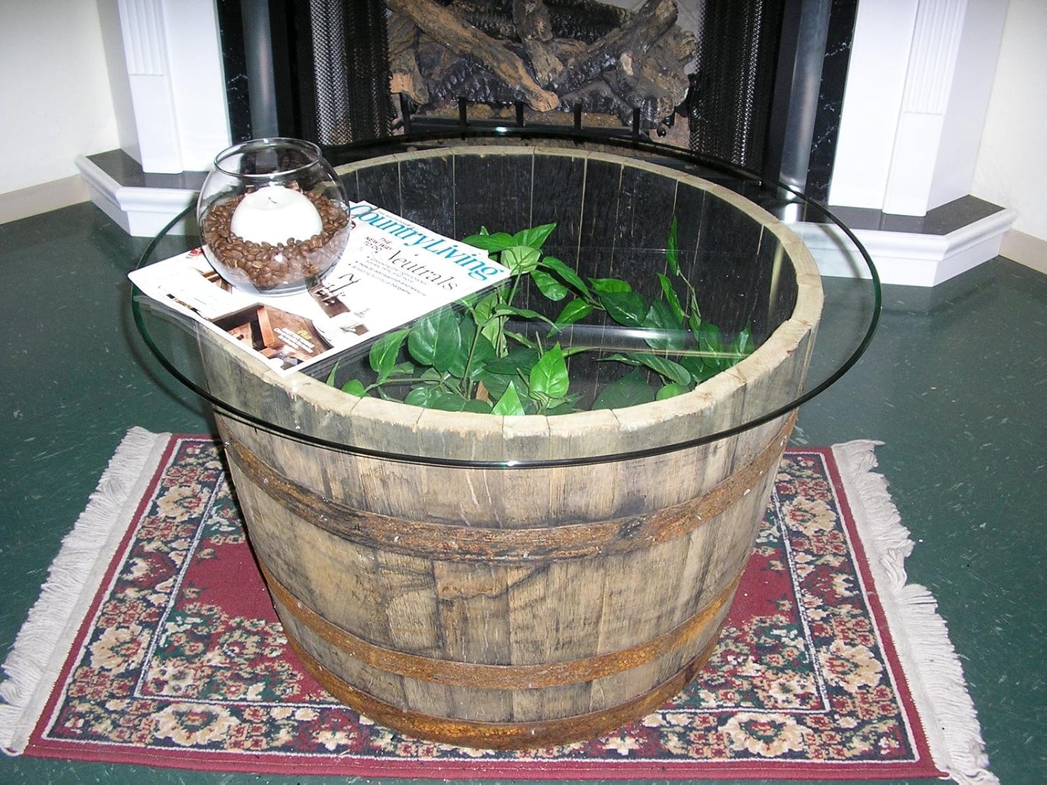 Vintage Half Whiskey Barrel Coffee TableEnd Table C/30