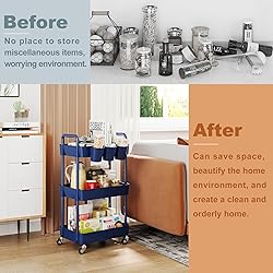 UDEAR 3-Tier Rolling Utility Cart with 12 Category
