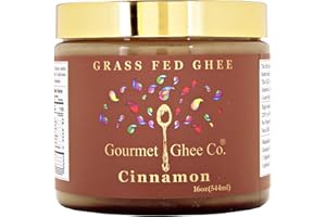 THE GOURMET GHEE CO. Gourmet Ghee Co. - Cinnamon Ghee Clarified Butter - Grass-Fed, Pasture-Raised, Non-GMO, Lactose & Casein Free, All-Natural Ingredients (Cinnamon, 16 OZ)