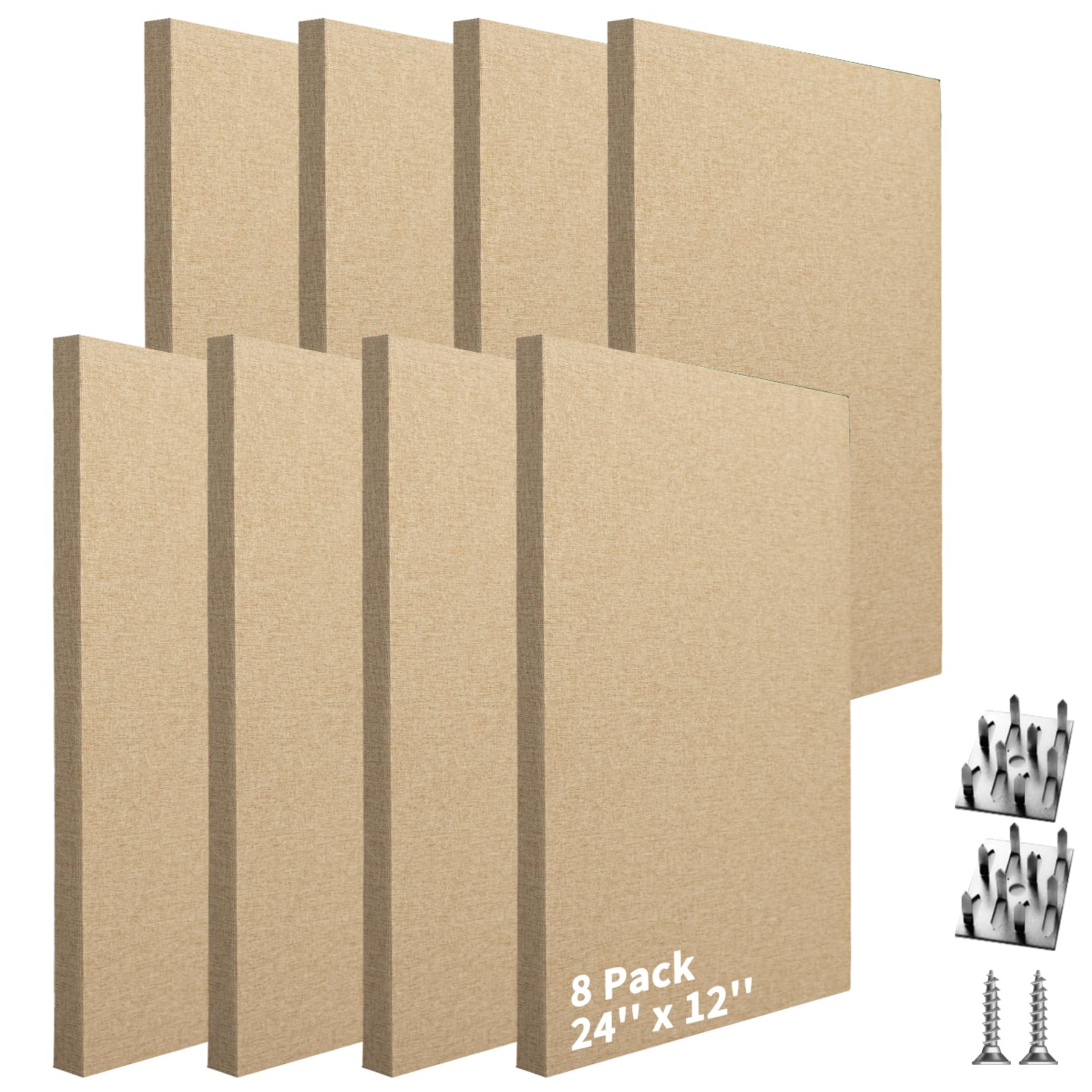 Photo 1 of Art3dwallpanels 8 PCS Acoustic Panels, 24''x12'' Fabric Soundproof Wall Panels, Easy-Hook Mounting Sound Absorbing Panels for Studios, Office, Home Theater, Camel