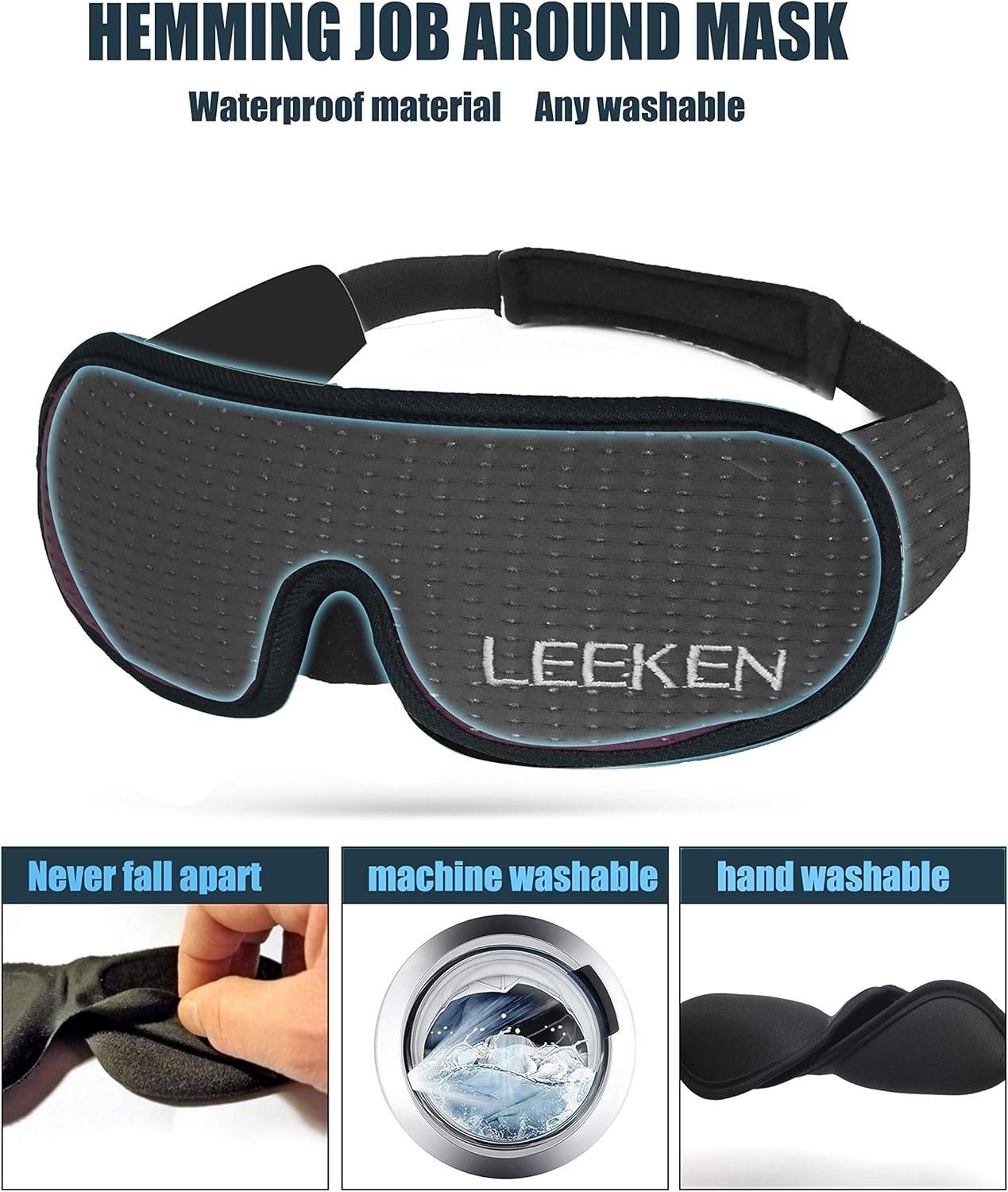 LEEKEN 3D Sleeping Eye Mask - 100% Lights Blockout Sleep Mask for Men Women, Cool Sports Fabric Eye Cover for Travel/Nap/Night Sleeping,Comfortable and Breathable … (Mesh-Black): Health & Personal Care