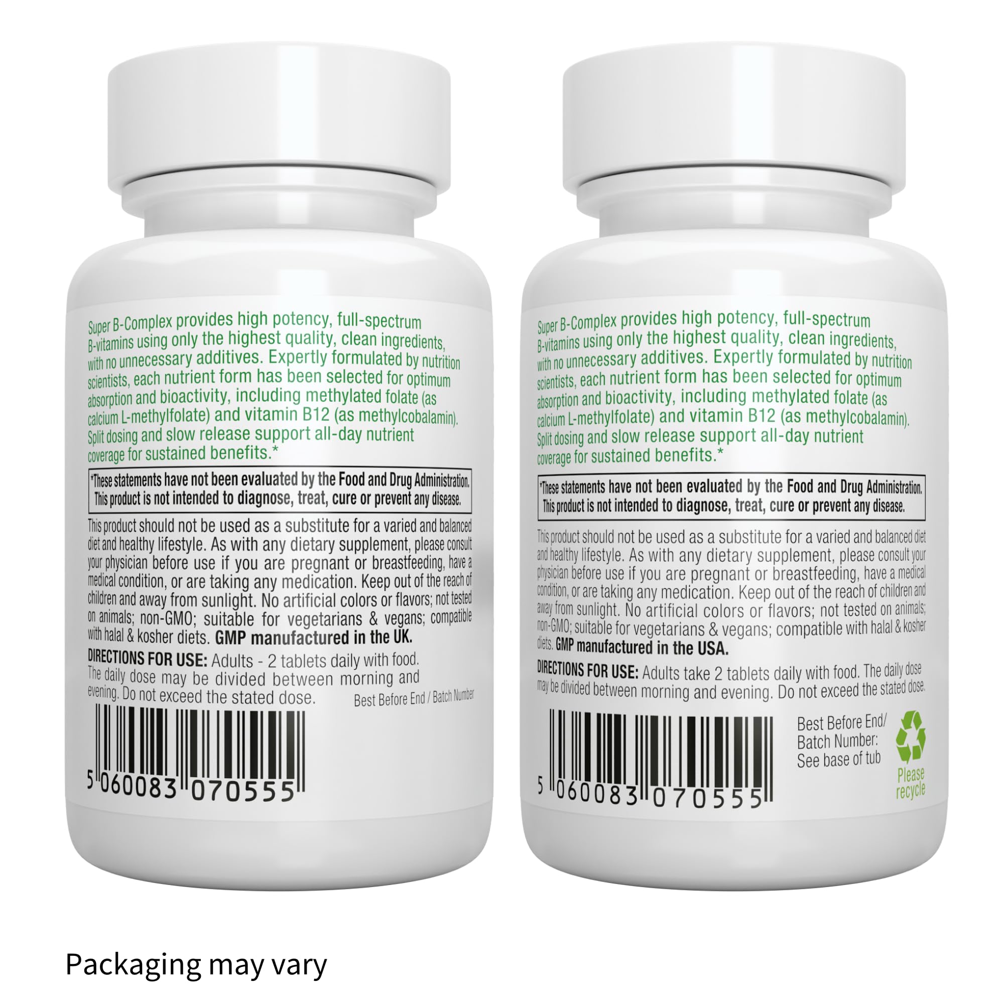 Igennus Super B-Complex Methylated B Vitamins, All Day Nutrient Delivery, Clean Label, MTHFR Supplement with Methylfolate & B12 Methylcobalamin, Vegan, Lab Verified, 60 Small Tablets